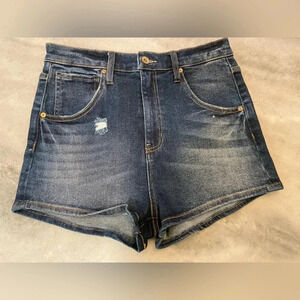 Kendall + Kylie The Drifter High Rise Dark Distressed Denim Jean Shorts Size 7